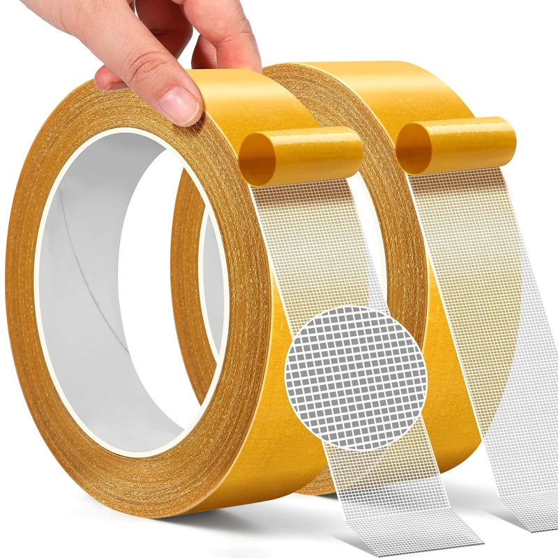PACKKA Fabric Tape Multifunctional Double Sided Tape for Clothes 2 Rolls 1inchx33FT10m Heavy Duty Mounting Tape with Strong Adhesion, Suitable for Carpets, Sofas, Doormats, Wood, Glass, Plastic - Image 1